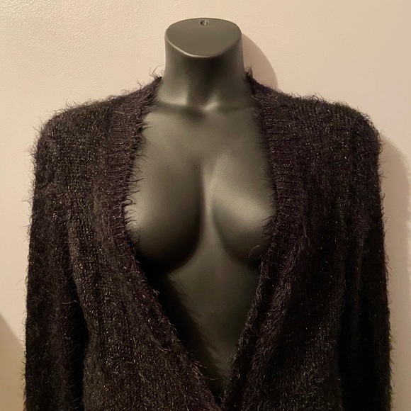 EUC Soft/fuzzy black and gold cardigan - Picture 2 of 8